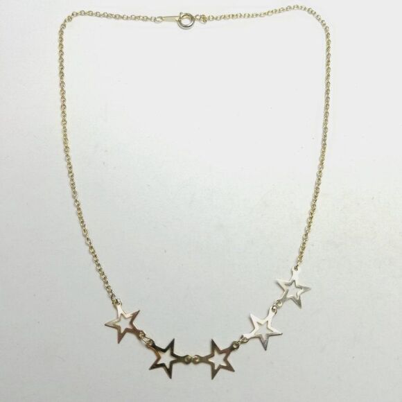 Vintage Five Stars Gold Tone Chain Necklace, Celestial Space Style, Estate - Picture 6 of 6